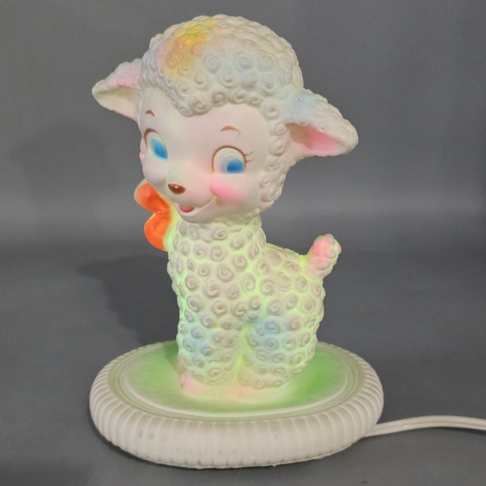 Vintage Molded Rubber Lamb Sheep Night Light Glows 50s 60s Tested!
